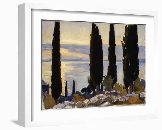 Cypress Trees at San Vigilio, 1913 (Oil on Canvas Mounted on Masonite)-John Singer Sargent-Framed Giclee Print