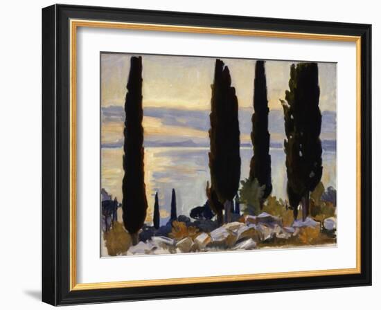 Cypress Trees at San Vigilio, 1913 (Oil on Canvas Mounted on Masonite)-John Singer Sargent-Framed Giclee Print