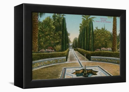 Cypress Walk, Alcazar, in Seville, Spain. Postcard Sent in 1913-French Photographer-Framed Premier Image Canvas