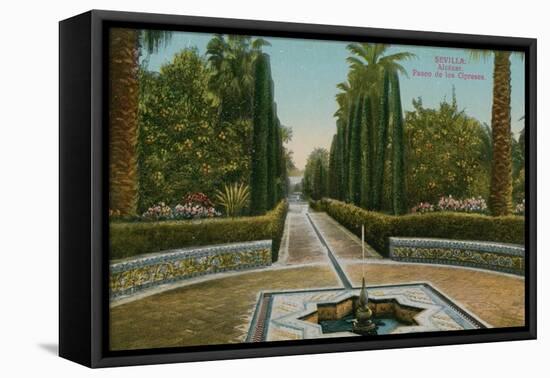 Cypress Walk, Alcazar, in Seville, Spain. Postcard Sent in 1913-French Photographer-Framed Premier Image Canvas