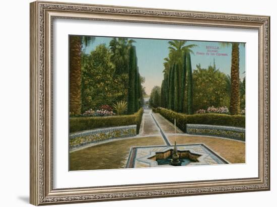 Cypress Walk, Alcazar, in Seville, Spain. Postcard Sent in 1913-French Photographer-Framed Giclee Print