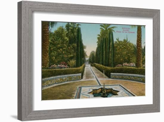 Cypress Walk, Alcazar, in Seville, Spain. Postcard Sent in 1913-French Photographer-Framed Giclee Print