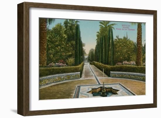 Cypress Walk, Alcazar, in Seville, Spain. Postcard Sent in 1913-French Photographer-Framed Giclee Print