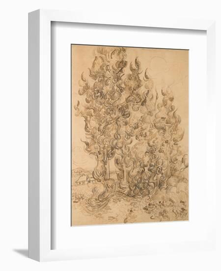 Cypresses, 1889 by Vincent Van Gogh-Vincent van Gogh-Framed Giclee Print