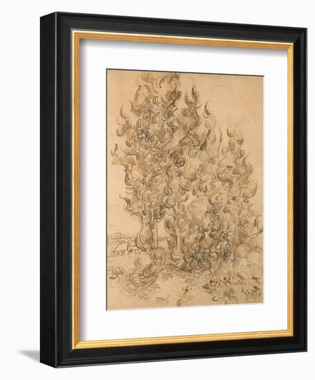 Cypresses, 1889 by Vincent Van Gogh-Vincent van Gogh-Framed Giclee Print