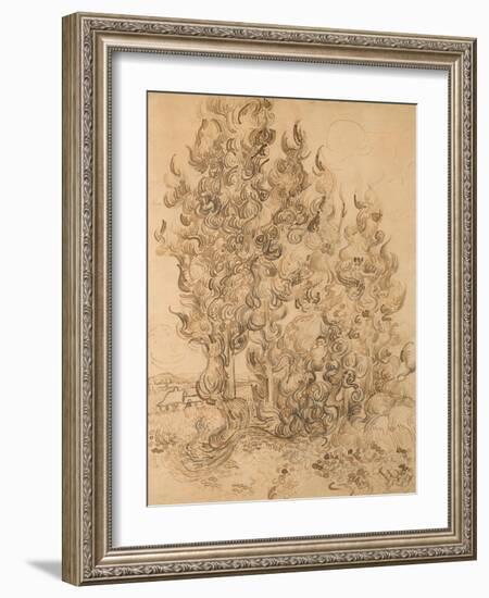 Cypresses, 1889 by Vincent Van Gogh-Vincent van Gogh-Framed Giclee Print