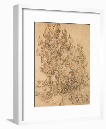 Cypresses, 1889 by Vincent Van Gogh-Vincent van Gogh-Framed Giclee Print