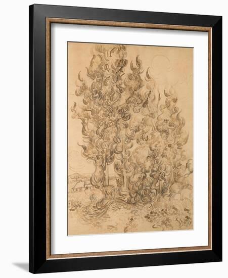 Cypresses, 1889 by Vincent Van Gogh-Vincent van Gogh-Framed Giclee Print