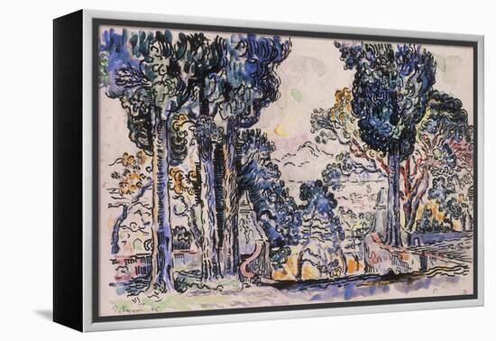 Cypresses in Sainte-Anne (Sainttrope)-Paul Signac-Framed Premier Image Canvas