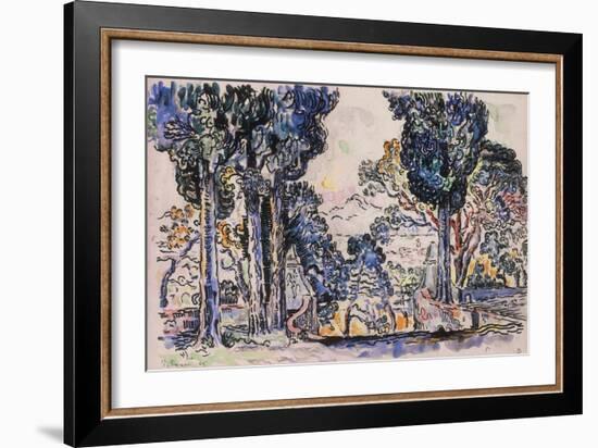 Cypresses in Sainte-Anne (Sainttrope)-Paul Signac-Framed Giclee Print