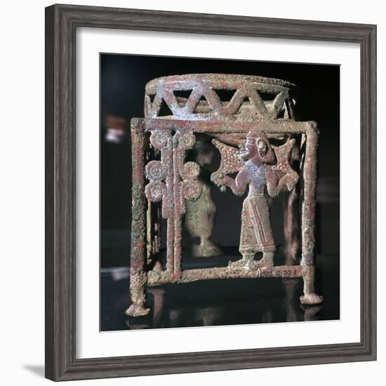 Cyprian bronze stand with open-work figures, 17th century BC-Unknown-Framed Giclee Print