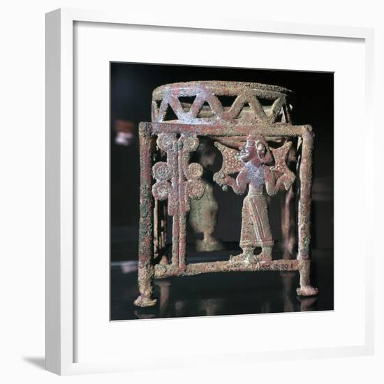 Cyprian bronze stand with open-work figures, 17th century BC-Unknown-Framed Giclee Print