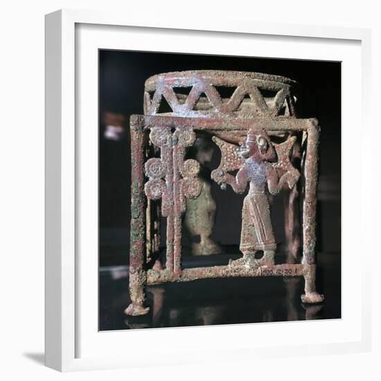 Cyprian bronze stand with open-work figures, 17th century BC-Unknown-Framed Giclee Print