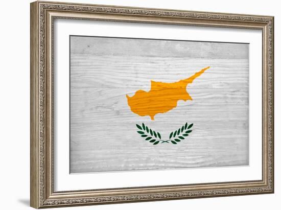 Cyprus Flag Design with Wood Patterning - Flags of the World Series-Philippe Hugonnard-Framed Premium Giclee Print