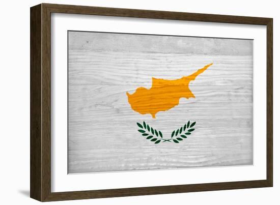 Cyprus Flag Design with Wood Patterning - Flags of the World Series-Philippe Hugonnard-Framed Premium Giclee Print