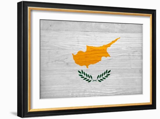 Cyprus Flag Design with Wood Patterning - Flags of the World Series-Philippe Hugonnard-Framed Premium Giclee Print