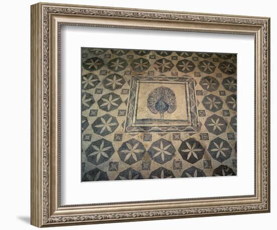 Cyprus, Paphos District, Paphos, Villa of Dionysos, Mosaic Floor with Detail of Peacock-null-Framed Giclee Print