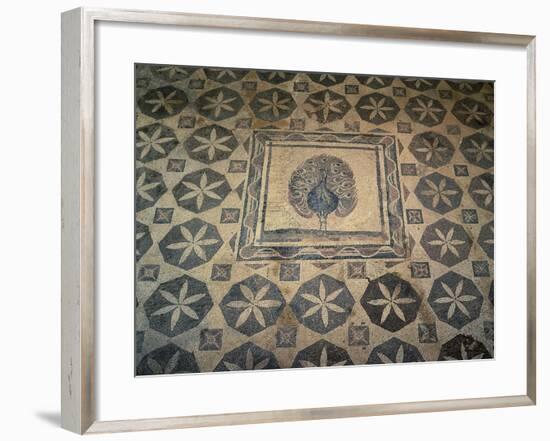 Cyprus, Paphos District, Paphos, Villa of Dionysos, Mosaic Floor with Detail of Peacock-null-Framed Giclee Print