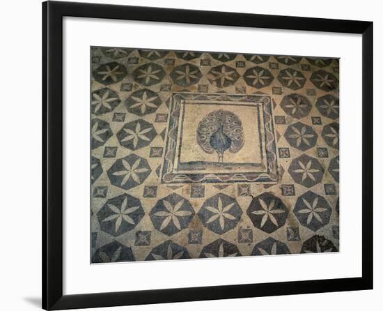 Cyprus, Paphos District, Paphos, Villa of Dionysos, Mosaic Floor with Detail of Peacock-null-Framed Giclee Print