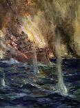 World War I- The sinking of the Gneisenau-Cyrus Cuneo-Giclee Print