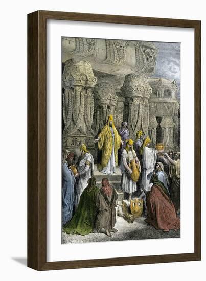 Cyrus Ii, King of Persia, Restoring the Hebrews' Sacred Vessels-null-Framed Giclee Print