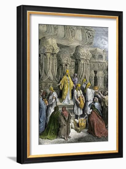 Cyrus Ii, King of Persia, Restoring the Hebrews' Sacred Vessels-null-Framed Giclee Print