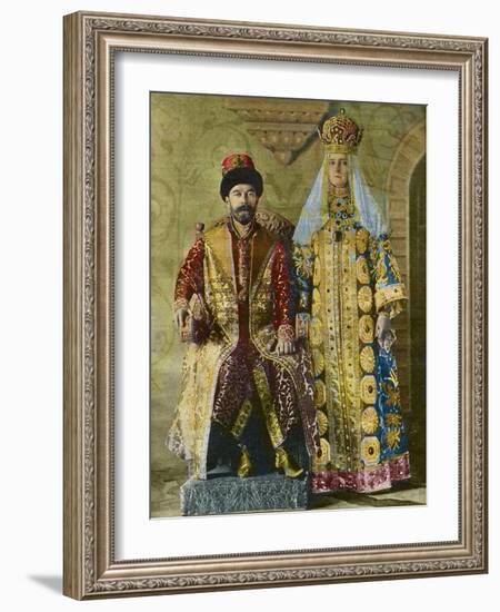 Czar of Russia Nicolas II (1868-1918) and His Wife Alexandra Fedorovna-Stefano Bianchetti-Framed Photographic Print