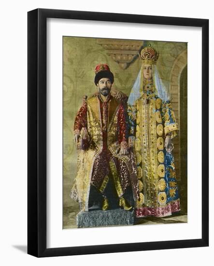 Czar of Russia Nicolas II (1868-1918) and His Wife Alexandra Fedorovna-Stefano Bianchetti-Framed Photographic Print