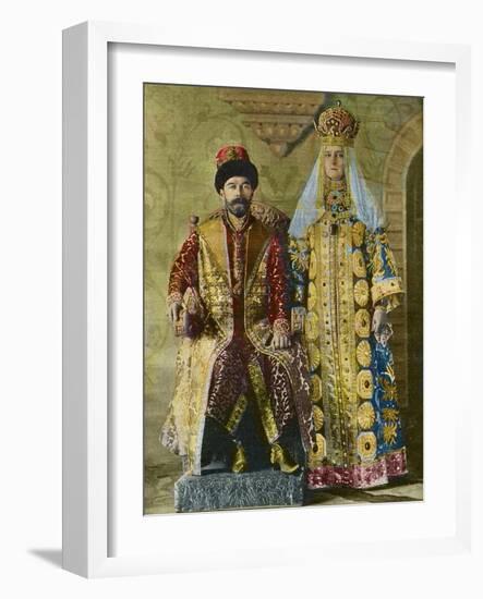 Czar of Russia Nicolas II (1868-1918) and His Wife Alexandra Fedorovna-Stefano Bianchetti-Framed Photographic Print