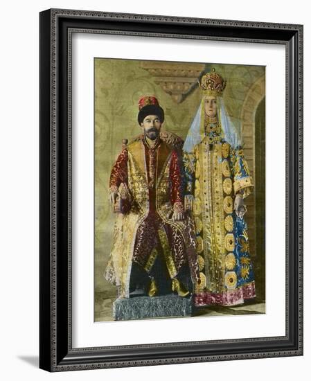 Czar of Russia Nicolas II (1868-1918) and His Wife Alexandra Fedorovna-Stefano Bianchetti-Framed Photographic Print