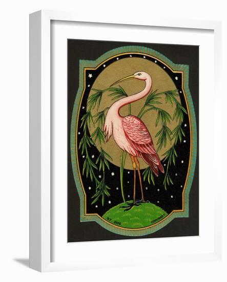 Czech English Cotton Label with Pink Ibis-null-Framed Giclee Print