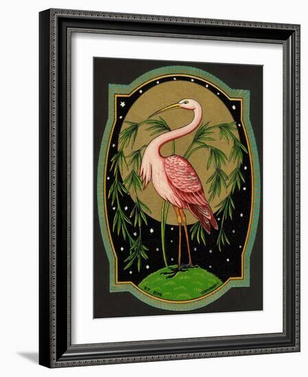 Czech English Cotton Label with Pink Ibis-null-Framed Giclee Print