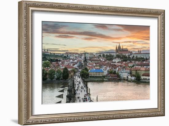 Czech Republic, Bohemia, Prague, Charles Bridge and Prague Castle-Rob Tilley-Framed Photographic Print