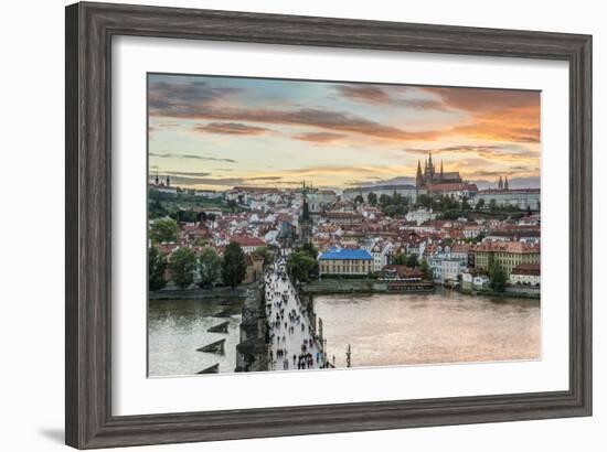 Czech Republic, Bohemia, Prague, Charles Bridge and Prague Castle-Rob Tilley-Framed Photographic Print