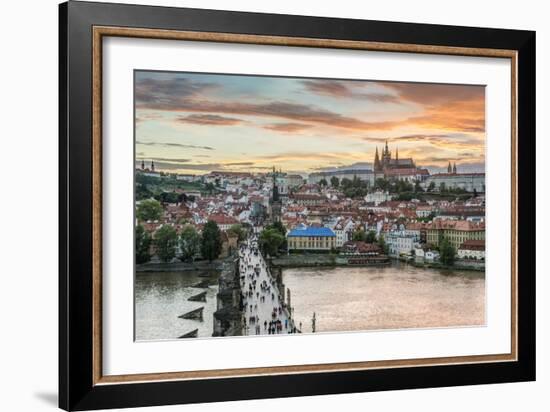 Czech Republic, Bohemia, Prague, Charles Bridge and Prague Castle-Rob Tilley-Framed Photographic Print