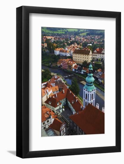 Czech Republic, Cesky Krumlov. Overview of city and river.-Jaynes Gallery-Framed Photographic Print