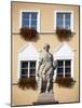Czech Republic, Moravia, Mikulov. Detail of Statue and Facade in the Historical Centre.-Ken Scicluna-Mounted Photographic Print