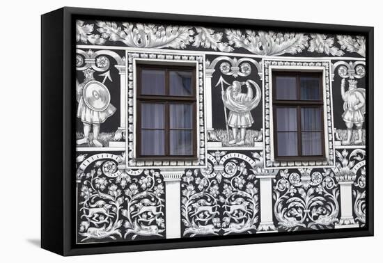 Czech Republic, Moravia, Trebic. Painted Facade in the Historic Centre.-Ken Scicluna-Framed Premier Image Canvas