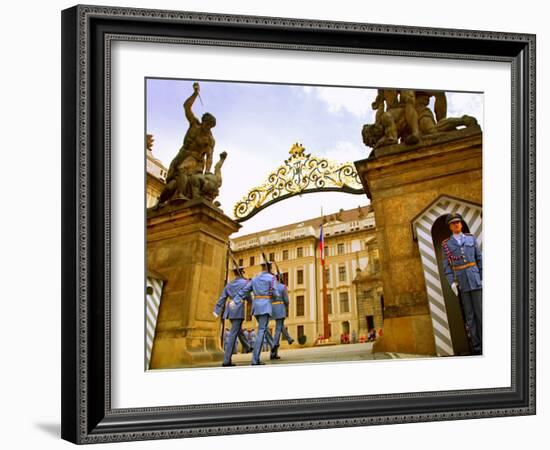 Czech Republic, Prague; a Castle Guard in Uniform Holding His Post at the Gate-Ken Sciclina-Framed Photographic Print