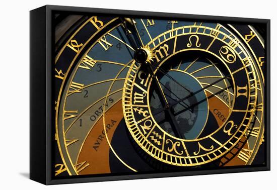 Czech Republic, Prague. Close-up of astronomical clock in Old Town Square.-Jaynes Gallery-Framed Premier Image Canvas