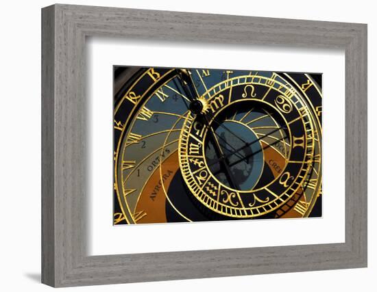 Czech Republic, Prague. Close-up of astronomical clock in Old Town Square.-Jaynes Gallery-Framed Photographic Print