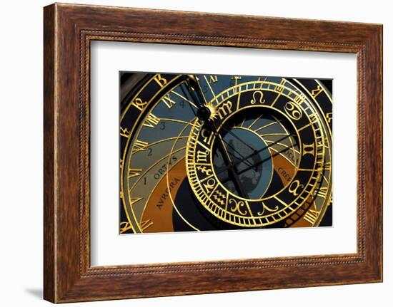 Czech Republic, Prague. Close-up of astronomical clock in Old Town Square.-Jaynes Gallery-Framed Photographic Print