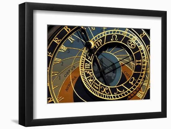 Czech Republic, Prague. Close-up of astronomical clock in Old Town Square.-Jaynes Gallery-Framed Photographic Print