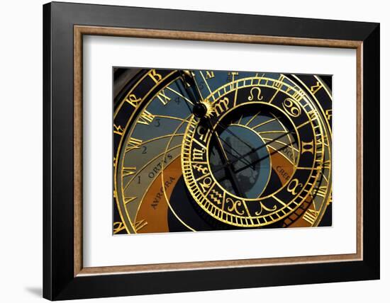 Czech Republic, Prague. Close-up of astronomical clock in Old Town Square.-Jaynes Gallery-Framed Photographic Print