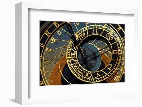 Czech Republic, Prague. Close-up of astronomical clock in Old Town Square.-Jaynes Gallery-Framed Photographic Print