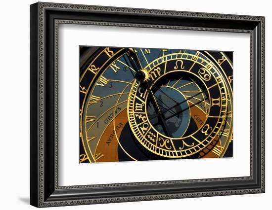 Czech Republic, Prague. Close-up of astronomical clock in Old Town Square.-Jaynes Gallery-Framed Photographic Print