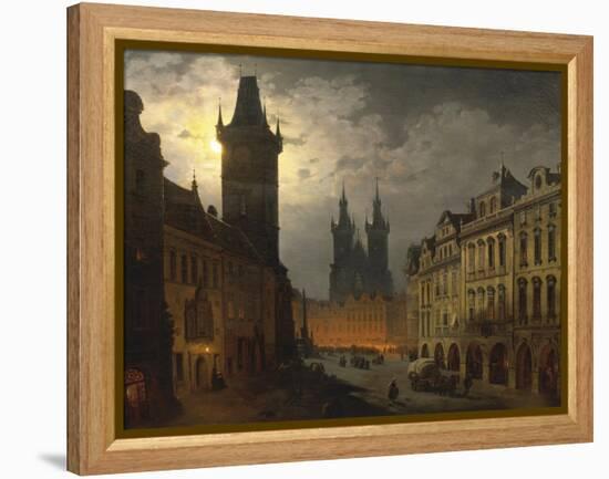 Czech Republic, Prague, Painting of Old Town Square at Night-null-Framed Premier Image Canvas