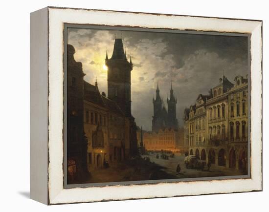 Czech Republic, Prague, Painting of Old Town Square at Night-null-Framed Premier Image Canvas