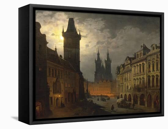 Czech Republic, Prague, Painting of Old Town Square at Night-null-Framed Premier Image Canvas