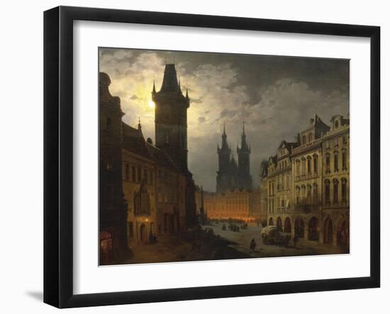 Czech Republic, Prague, Painting of Old Town Square at Night-null-Framed Giclee Print